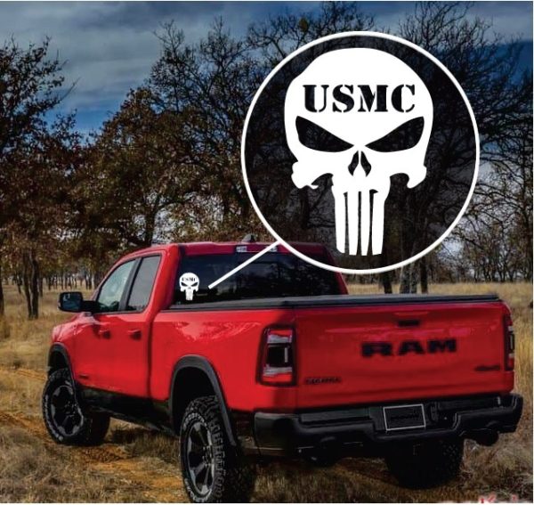USMC Marines Punisher Skull Truck Window Decal Sticker