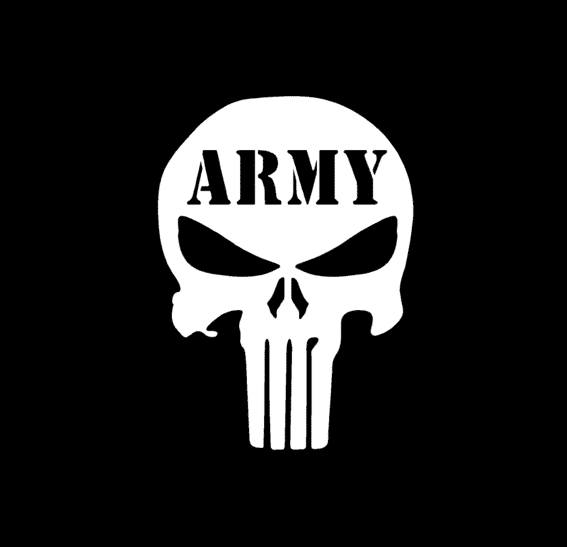 Army Punisher Skulll Military Window Decal Sticker Made In Usa