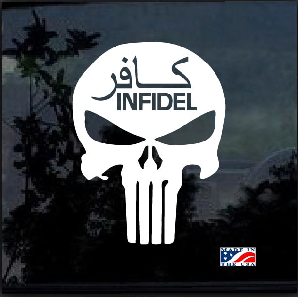 infidel punisher skull window decal sticker