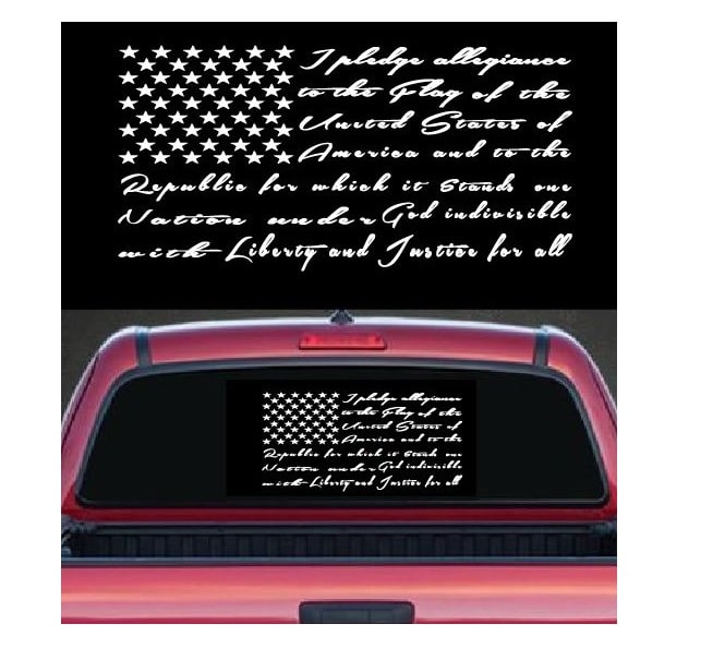 PLEDGE OF ALLEGIANCE American Flag USA Army Decal Car Truck Window Wall Decor