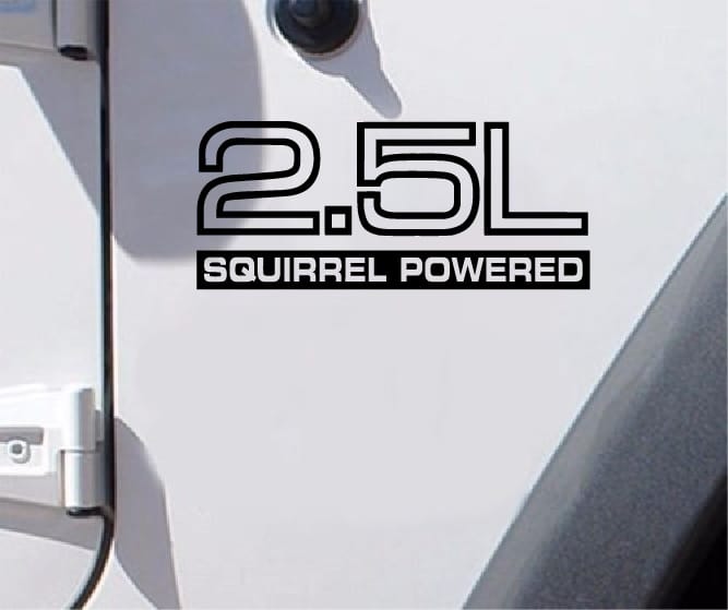 Jeep fender decal 2.5l Squirrel Powered decal set of 2