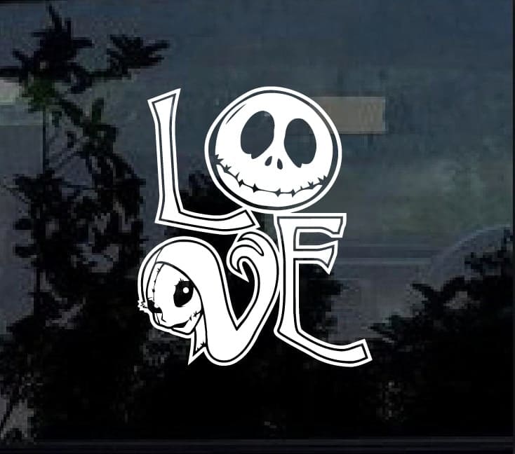 Love Jack and Sally Nightmare before Christmas Decal Sticker for Car # 1120 
