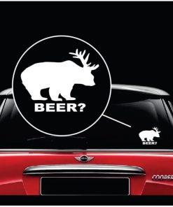 bear beer funny window decal sticker