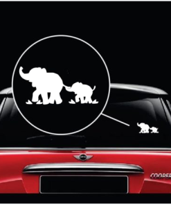 Elephant - Mom and Baby Elephant a2 window decal Sticker