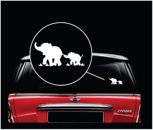 elephant mom and baby window decal sticker