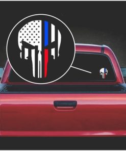 Punisher Skull Flag Police and Fireman Thin Line A2 Window Decal Sticker