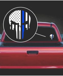 punisher skull flag police blue line viny window decal sticker a2