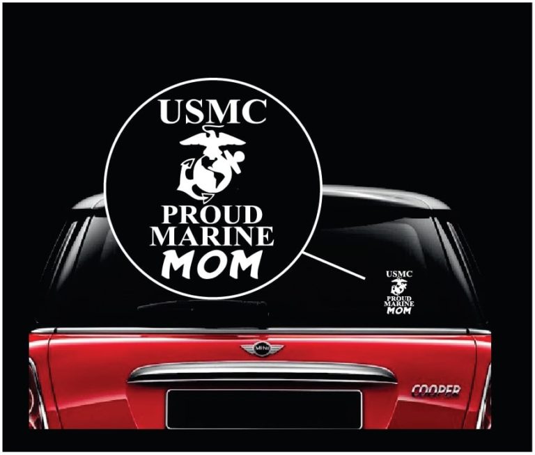 Proud Marine Mom USMC Vinyl Window Decal Sticker a2