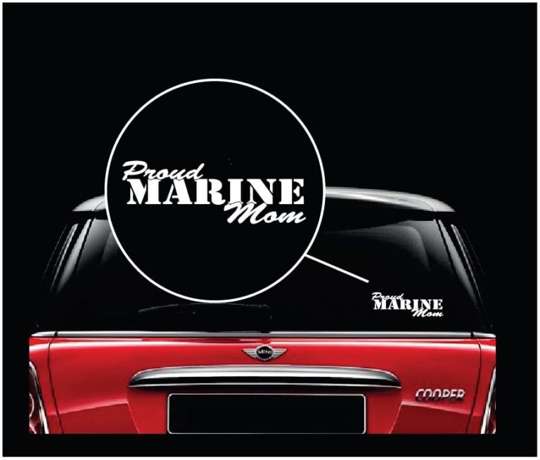 White and Red Decal Perfect for Car or Tru Proud Marine Mom Magnet 3x8" Black 