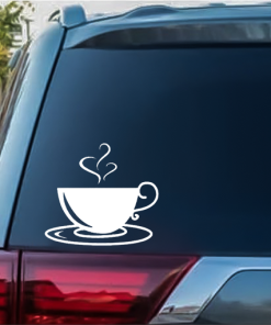 Coffee Cup Swirls Window Decal Sticker