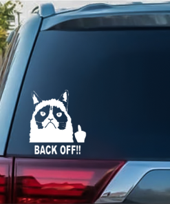 Grumpy Cat Back OFF flipping the bird window decal Sticker