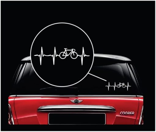 Bicycle Cycling heartbeat window decal sticker