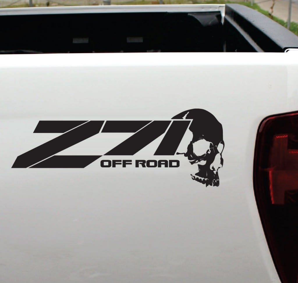 Chevy Z-71 off road Skull vinyl decal sticker set of 2