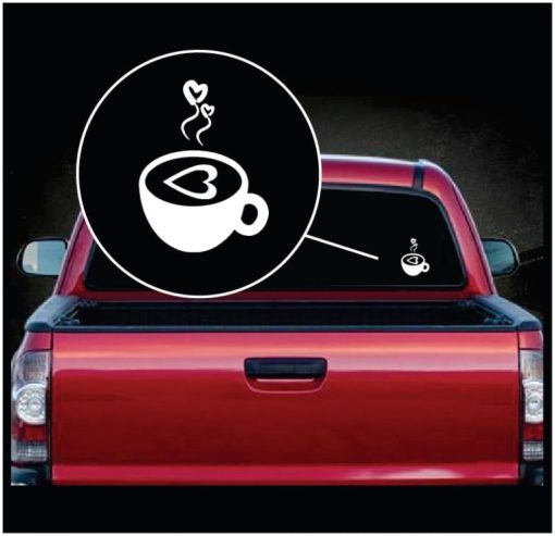 Coffee Love Heart Vinyl Window Decal Sticker