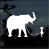 Girl Walking A Elephant window decal Sticker