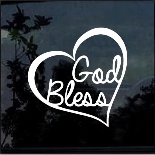 God Bless Heart Vinyl Window Decal Sticker