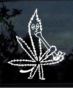 Marijuana leaf smoking water bong Window Decal Sticker