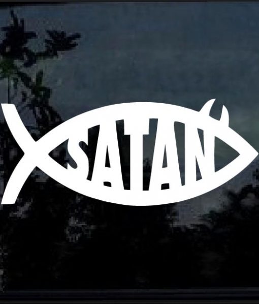 Satan Fish Decal Sticker – Custom Sticker Shop