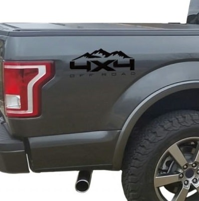 4x4 mountains truck bedside graphic