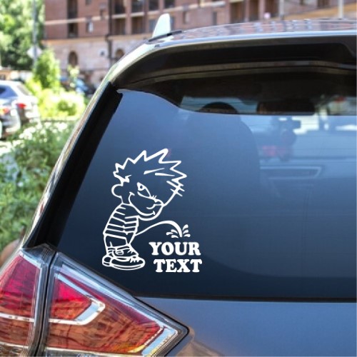 Calvin pee on your text window decal sticker