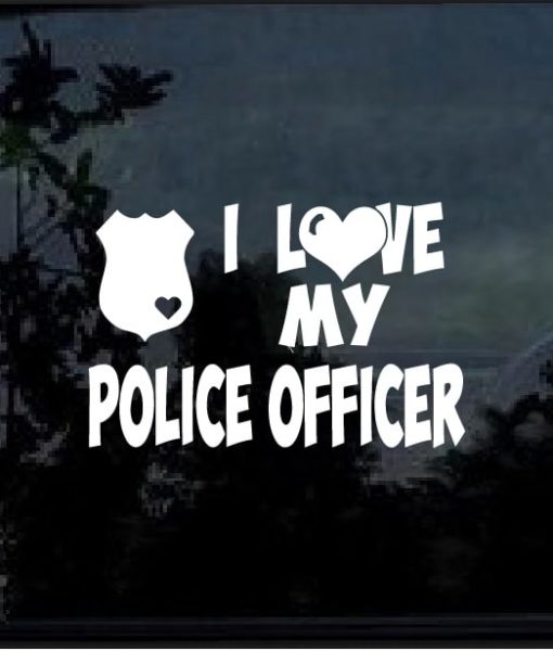 I Love My Police Officer Decal Sticker Custom Sticker Shop