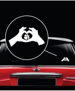 Love Animals Paw Print Heart Car Window Decal Sticker