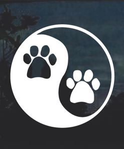 Yin Yang Paw Print Animal Love Window Decal Sticker