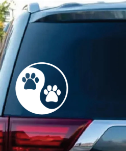 Yin Yang Paw Print Animal Love Window Decal Sticker