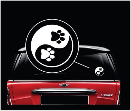 Yin Yang Paw Print Animal Love Decal Sticker