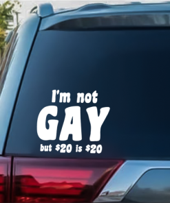 Not Gay but 20 bucks is 20 bucks window decal Sticker