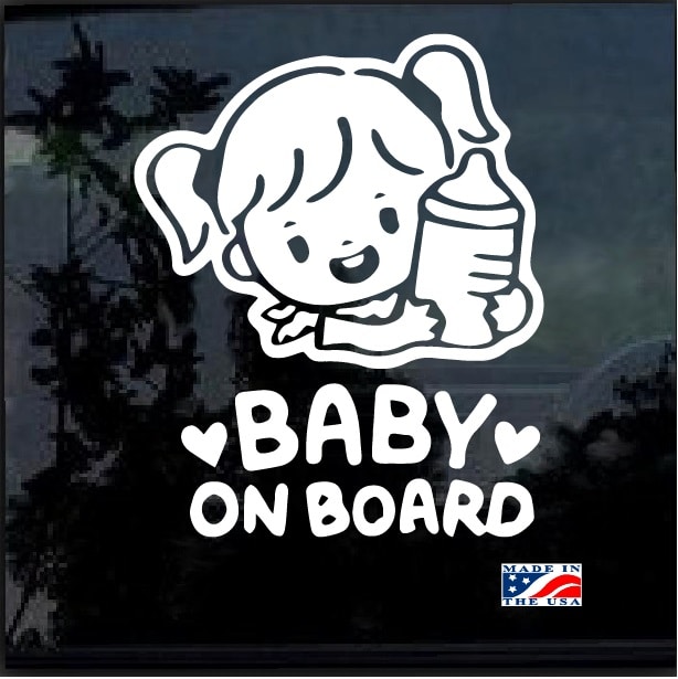 Girl with bottle - Baby on Board Sticker