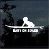 Baby on board surfing surf decal sticker