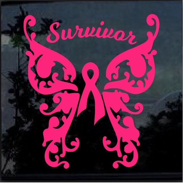 Breast Cancer Awareness Pink Ribbon Survivor Window Decal Sticker Custom Made In The USA