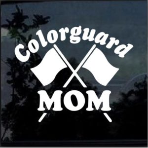 "Guard Mom" Colorguard Vinyl Decal - 6 Inch Matte White School Spirit Sticker