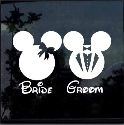 Disney Mickey Minnie Mouse Bride Groom Decal Sticker