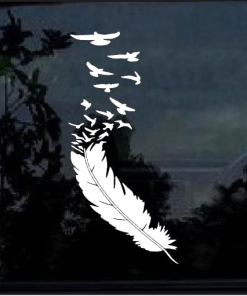 Bird - Feather With Birds window decal Sticker