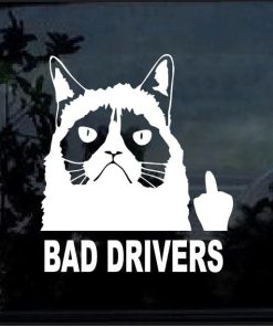 Grumpy Cat Fuck Bad Drivers - Car Window Decal Sticker