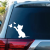 Kitten and Butterfly Cat Window Decal Sticker