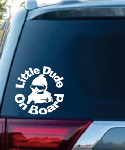 Little Dude on Board Round Baby on Board Sticker