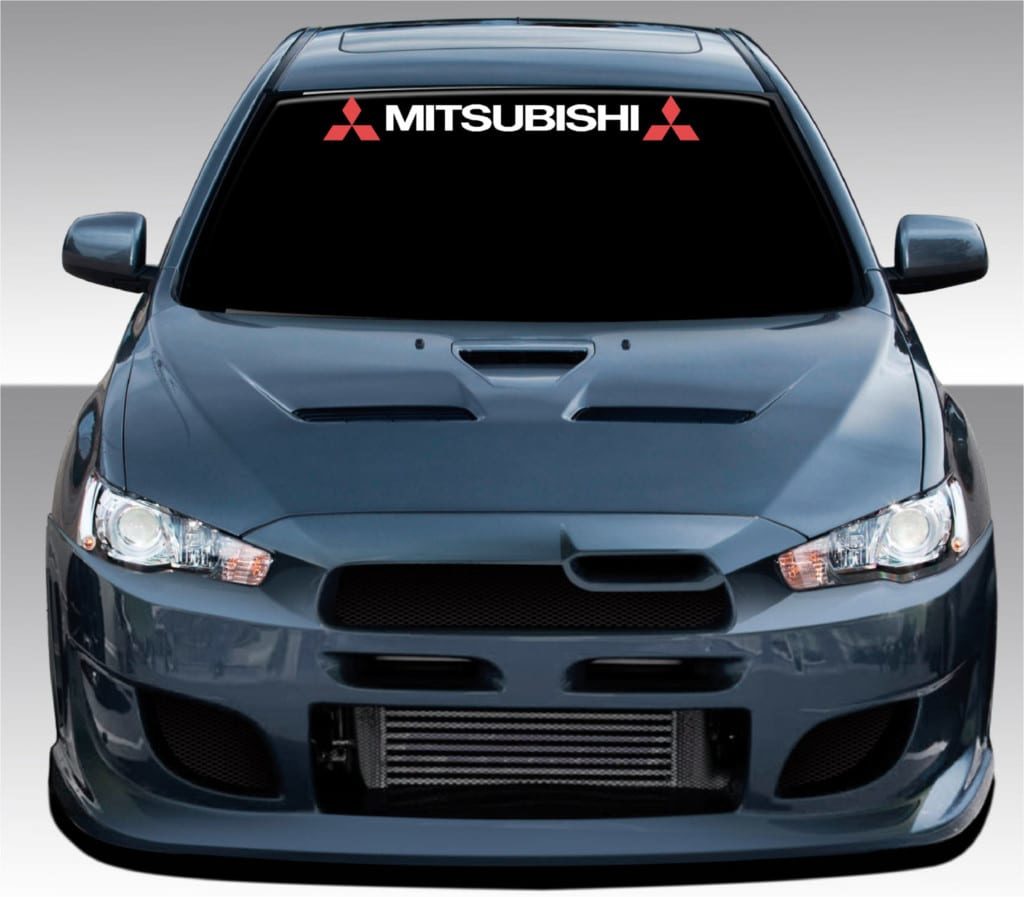 Sticker Graphic Window Decal. Emblem Different Colors Mitsubishi Windshield Banner Decal 6 to 8 Year Outdoor Life 3.2 inch by 35 inch 