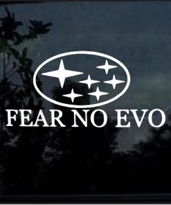 FEAR NO EVO Subaru STI WRX BRZ AWD window decal Sticker