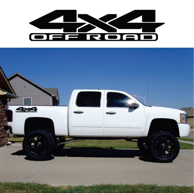 4x4 off road Decal sticker black matte and Red SILVERADO TRUCK CHEVROLET  (set)