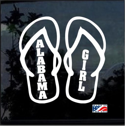 Alabama Girl Flip Flops Decal Sticker