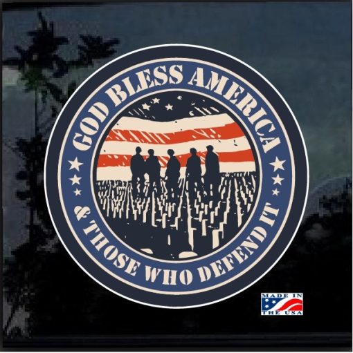 God Bless America and those who served Full Color Decal Sticker