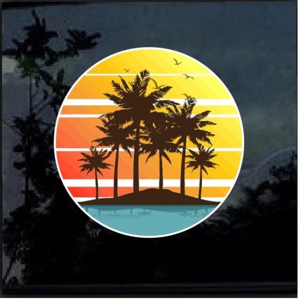 Hawaii Hawaiian Palm Trees Full Color Decal Sticker.jpg