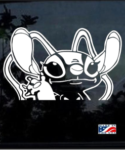 Stitch's Girlfriend Angel waving - Cartoon Decal Sticker