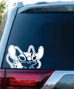 Stitch's Girlfriend Angel waving - Cartoon Decal Sticker