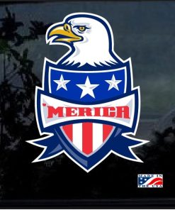 Merica Bald Eagle Shield Full Color 7 Inch Decal Sticker