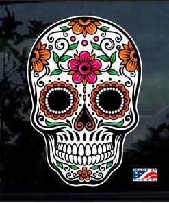 Day Of the Dead Skull Full Color 7 Inch Decal Sticker D1