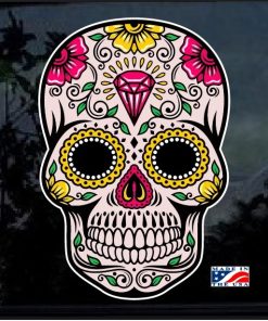 Day Of the Dead Skull Full Color 7 Inch Decal Sticker D2
